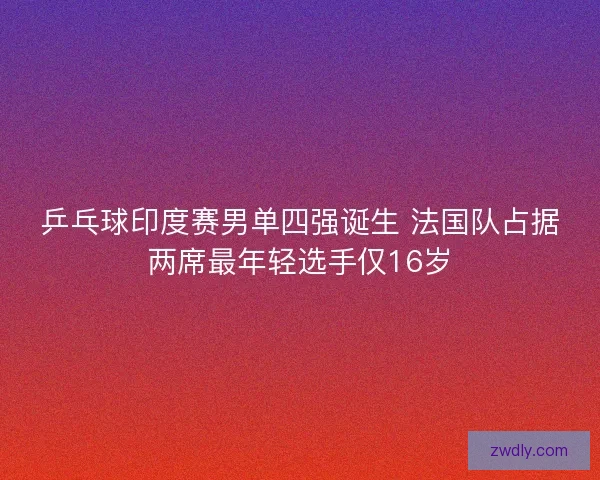 乒乓球印度赛男单四强诞生 法国队占据两席最年轻选手仅16岁