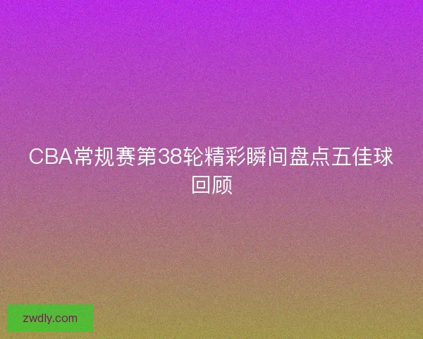 CBA常规赛第38轮精彩瞬间盘点五佳球回顾